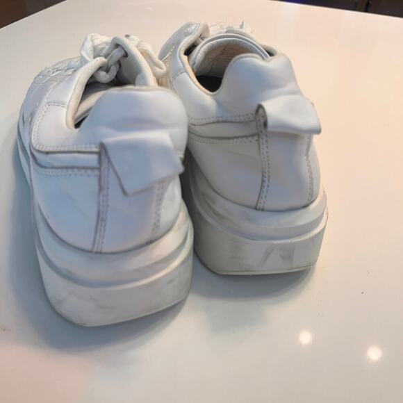 Zara Athletic Leather Lace Up Platform Sneakers Shoes White Size 40 - Picture 10 of 11